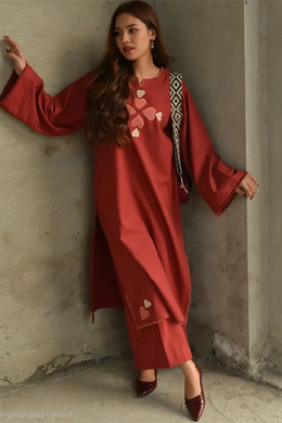 Afiya Rust Heartline Kurta Set