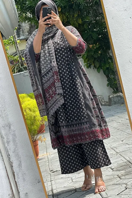 Black  Pintex Hand Embroidery