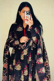 Regal Black Floral Kurta Set