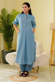 Butter Toast Kurta Co-Ord Set in Aqua Blue