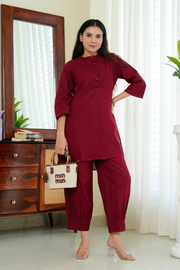 Sunday Paper Co-ord Set in Mellow Red