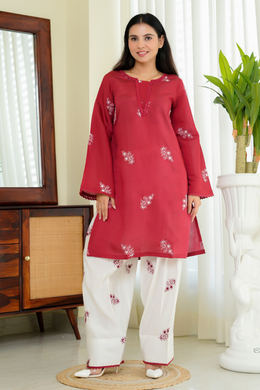Falak Kashmiri Long Kurta - Maroon