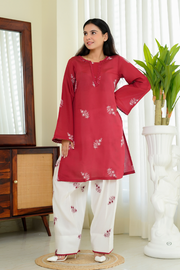 Falak Kashmiri Long Kurta - Maroon