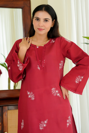 Falak Kashmiri Long Kurta - Maroon