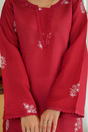 Falak Kashmiri Long Kurta - Maroon