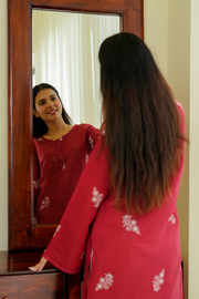 Falak Kashmiri Long Kurta - Maroon