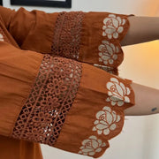 Rust Elegance Embroidered Kurta Set