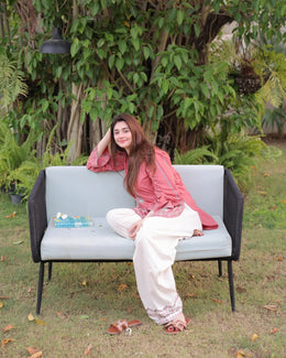 Coral Pink Embroidered Kurta Set