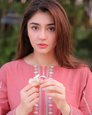 Coral Pink Embroidered Kurta Set