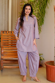 Lavender Mist Cotton Relaxed Co-ord Set