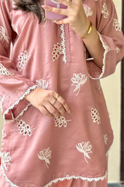 Dusty Rose Chikankari Co-ord Set