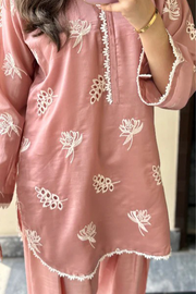 Dusty Rose Chikankari Co-ord Set