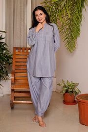 Grey Relaxed Fit Cotton Co-ord Set