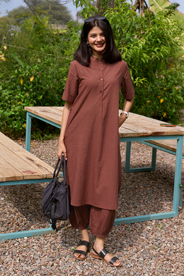 Butter Toast Kurta Co-Ord Set in Brown