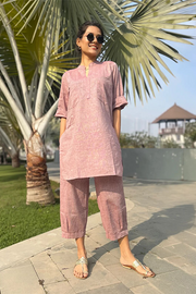 Silver Hoops Kurta Co-Ord Set in Burgundy