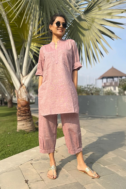 Silver Hoops Kurta Co-Ord Set in Burgundy