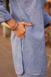 Silver Hoops Co-ord Set in Powder Blue