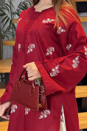 Falak Kashmiri Long Kurta - Maroon