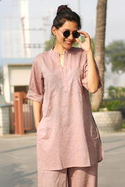Silver Hoops Kurta Co-Ord Set in Burgundy