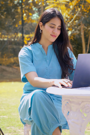 Butter Toast Kurta Co-Ord Set in Aqua Blue