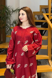 Falak Kashmiri Long Kurta - Maroon