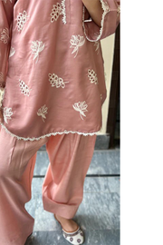 Dusty Rose Chikankari Co-ord Set