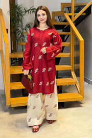 Falak Kashmiri Long Kurta - Maroon