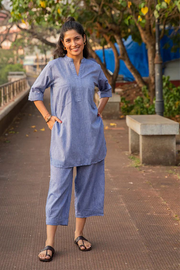 Silver Hoops Co-ord Set in Powder Blue