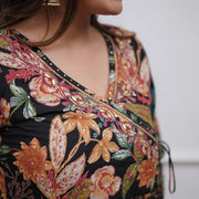 Black Colour Pure Cotton Anarkali Kurta And Pant With Dupatta For Women