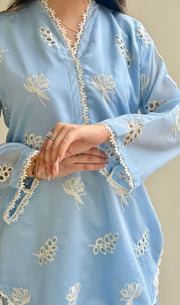 Sky Blue Chikankari Farshi Co-ord Set