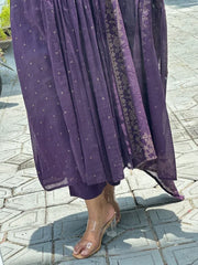 COTTON ANAKALI BHANDEJ PRINTED KURTA AND PANT WITH DUPATTA FOR WOMEN