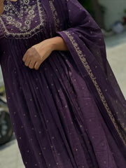 COTTON ANAKALI BHANDEJ PRINTED KURTA AND PANT WITH DUPATTA FOR WOMEN