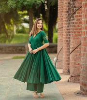Emerald Grace Mirror Work Anarkali Set