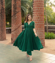 Emerald Grace Mirror Work Anarkali Set