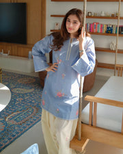 Powder Blue Embroidered Kurta Co-ord Set