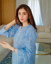 Powder Blue Embroidered Kurta Co-ord Set