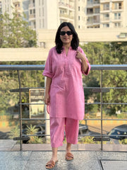 Pink Relaxed Fit Cotton Co-ord Set