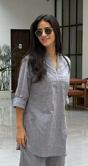 Grey Relaxed Fit Cotton Co-ord Set