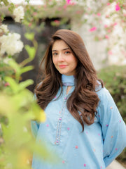 Powder Blue Floral Farshi Suit Set