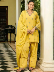 Mustard Yellow Embroidered Kurta Set with Dupatta