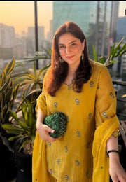 Mustard Yellow Embroidered Kurta Set with Dupatta
