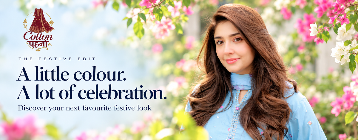 Cotton Pehno powder-blue floral Farshi suit — The Festive Edit